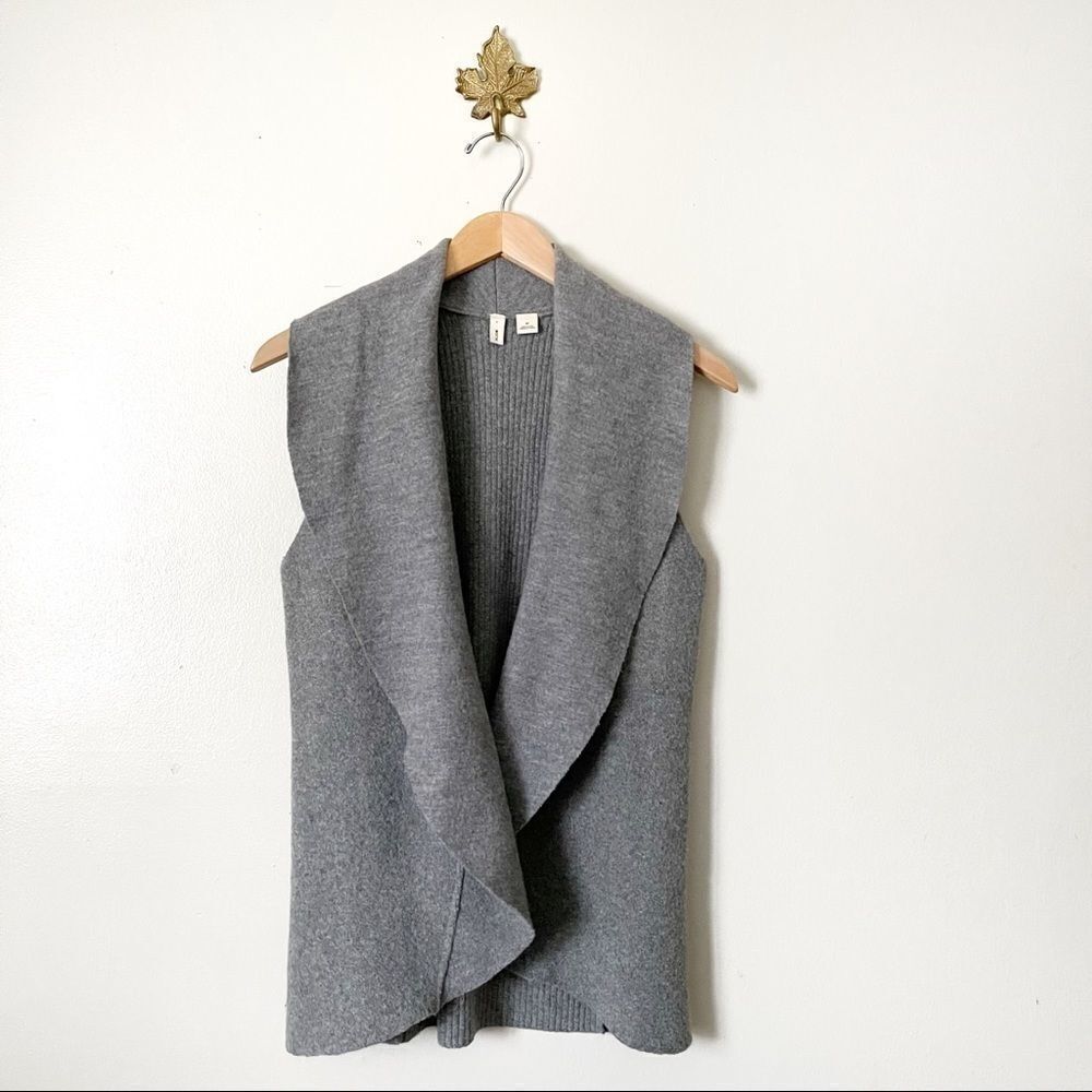 Anthropologie Moth gray Shawl Collar Vest